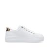 Rieker Platform Laced Trainer - White Leopard Combi
